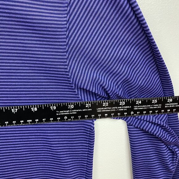 LL Bean Shirt Mens M Purple Long Sleeve Polo Striped Made in Canada 0 DD78 - Picture 6 of 8